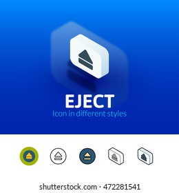 Eject color icon, vector symbol in flat, outline and isometric style isolated on blur background