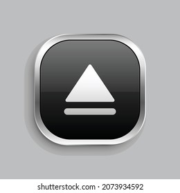 Auswerfen des Füllsymbol-Designs. Glossy Button-Stil, abgerundetes Rechteck einzeln auf grauem Hintergrund. Vektorgrafik