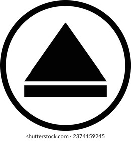 Auswurfsymbol in einem Kreis einzeln auf weißem Hintergrund