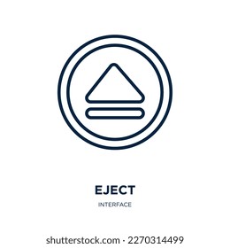 eject icon from interface collection. Thin linear eject, sound, music outline icon isolated on white background. Line vector eject sign, symbol for web and mobile