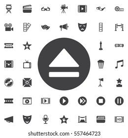 Eject Icon on the white background. Set of movie icons