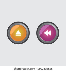 eject and rewind buttons in metallic color