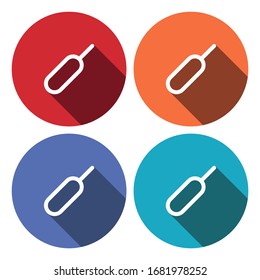 Eject sim card icon with long shadow. Open sim card. Vector illustration on colours circles background