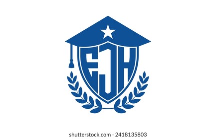 EJH initial letter academic logo design vector template. monogram, abstract, school, college, university, graduation, symbol, shield, model, institute, educational, coaching canter, tech, sign, badge
