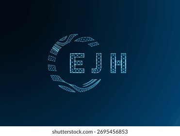 Diseño de Vector de logotipo de letra de polietileno baja EJH. Diseño de logotipo de poliéster inferior EJH. Diseño único del logotipo de baja poli de EJH.