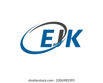 carta EJK diseño creativo moderno y elegante del logo de swoosh