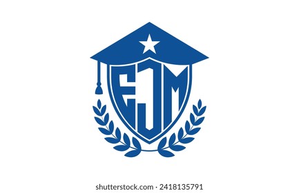 EJM initial letter academic logo design vector template. monogram, abstract, school, college, university, graduation, symbol, shield, model, institute, educational, coaching canter, tech, sign, badge