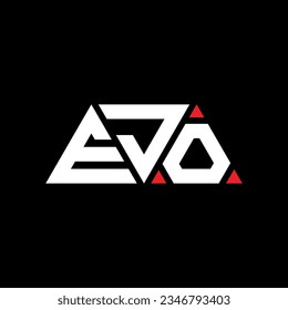 EJO triangle letter logo design with triangle shape. EJO triangle logo design monogram. EJO triangle vector logo template with red color. EJO triangular logo Simple, Elegant, and Luxurious design.