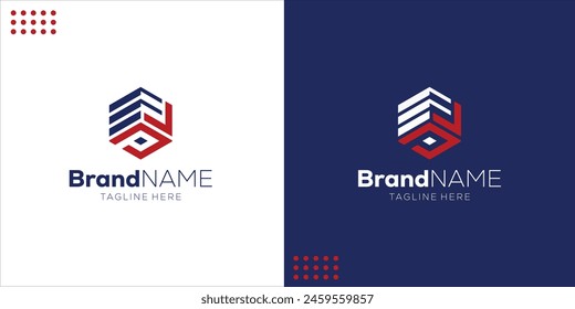 EJP Construction Architecture Building Logo Hexagon Letters. Flat Vector Logo Design Template Elements