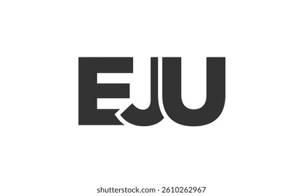 EJU logo design template with strong and modern bold text. Initial based vector logotype featuring simple and minimal typography. Trendy company identity ideal for businesses brand presence.