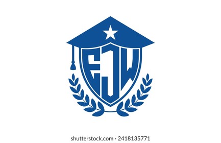 Plantilla vectorial de diseño de logotipo académico de carta inicial de EJW. monograma, resumen, escuela, universidad, universidad, graduación, símbolo, escudo, modelo, instituto, educativo, canter de entrenamiento, tecnología, signo, insignia