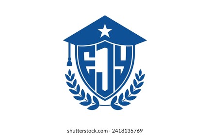 Plantilla de vector de diseño de logotipo académico de carta inicial EJY. monograma, resumen, escuela, universidad, universidad, graduación, símbolo, escudo, modelo, instituto, educativo, canter de entrenamiento, tecnología, signo, insignia