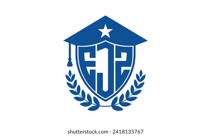 EJZ initial letter academic logo design vector template. monogram, abstract, school, college, university, graduation, symbol, shield, model, institute, educational, coaching canter, tech, sign, badge