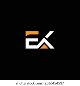EK Abstract logo design with black background.