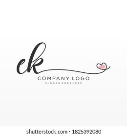 EK Beauty vector initial logo, handwriting logo of initial signature, wedding, fashion, jewelry, boutique, floral and botanical with creative template for any company or business.