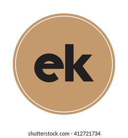 ek brown letters ,abstract background logo, design identity in circle, alphabet letter