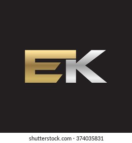 EK company linked letter logo golden silver black background