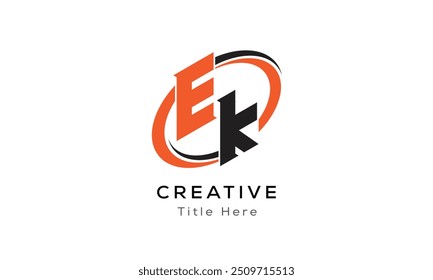 EK creative letter logo with circle area. Initial letter EK linked circle uppercase monogram logo. EK initial letter logo vector design.
