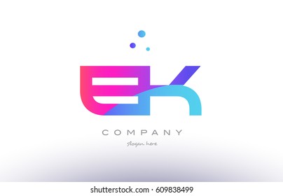 ek e k  creative pink purple blue modern dots creative alphabet gradient company letter logo design vector icon template
