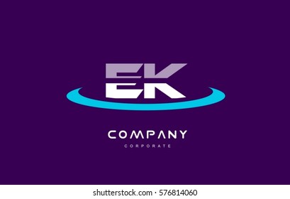 ek e k cyan magenta blue letter combination alphabet vector company logo icon sign design template 