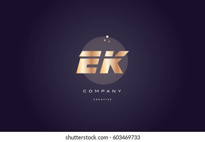 ek e k  gold yellow golden metal metallic bold luxury product modern creative gradient alphabet company logo design vector icon template