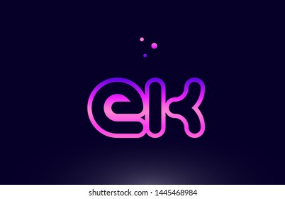ek e k pink blue alphabet letter combination logo design suitable for a company or business