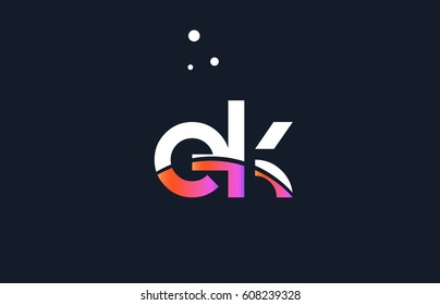 ek e k  pink modern creative purple alphabet white blue gradient company letter logo design vector icon template