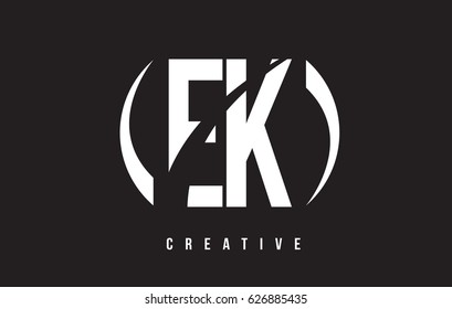 EK E K White Letter Logo Design with White Background Vector Illustration Template.