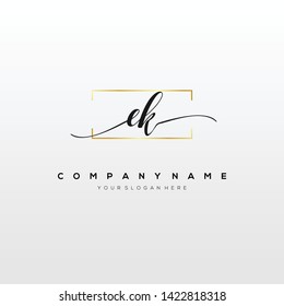 EK handwriting initial logo template vector.