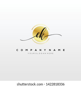 EK handwriting initial logo template vector.