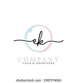 EK handwritten initial logo vector logo template with brush