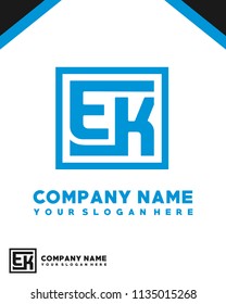 EK initial box letter logo template vector