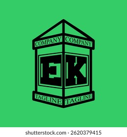 EK Initial Explore this unique collection of alphabet house logos,featuring stylish letter combinations inside a geometric house outline. Perfect for branding, real estate businesses, graphic design