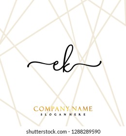 EK Initial Handwriting logo template vector