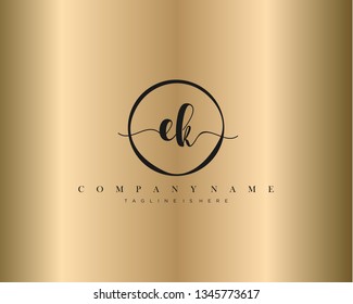 EK initial handwriting logo template vector