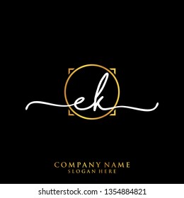 EK Initial handwriting logo template