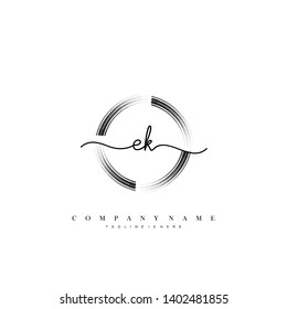 EK initial handwriting logo template vector