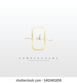 EK initial handwriting logo template vector