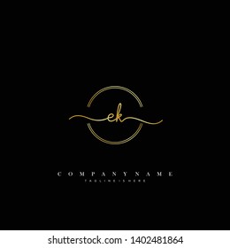 EK initial handwriting logo template vector