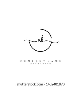 EK initial handwriting logo template vector