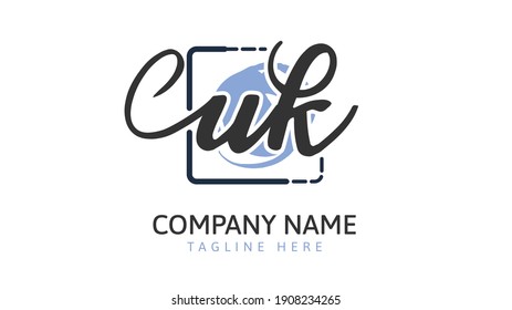 EK Initial handwriting logo vector