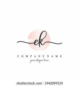 EK Initial handwriting logo vector. Hand lettering With Sunrise for designs.