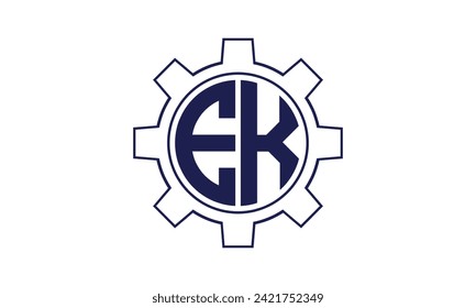EK initial letter mechanical circle logo design vector template. industrial, engineering, servicing, word mark, letter mark, monogram, construction, business, company, corporate, commercial, geometric