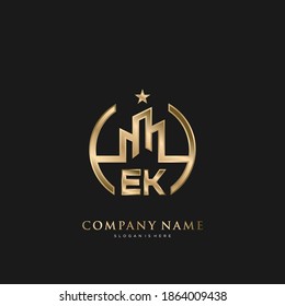 EK Initial Letter Real Estate Luxury house Logo Vector art for Business, Building, Architecture
