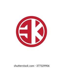EK initial letters circle business logo red