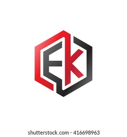 EK initial letters loop linked hexagon logo black red