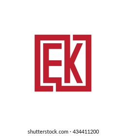 EK initial letters looping linked square logo red