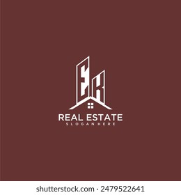 EK initial monogram building and roof logo for real estate
