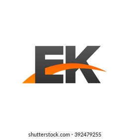 EK initial overlapping swoosh letter logo black orange