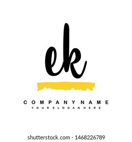EK initial signature logo. handwriting logo template vector,